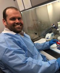 Greg Berry, PhD, in the microbiology testing lab
